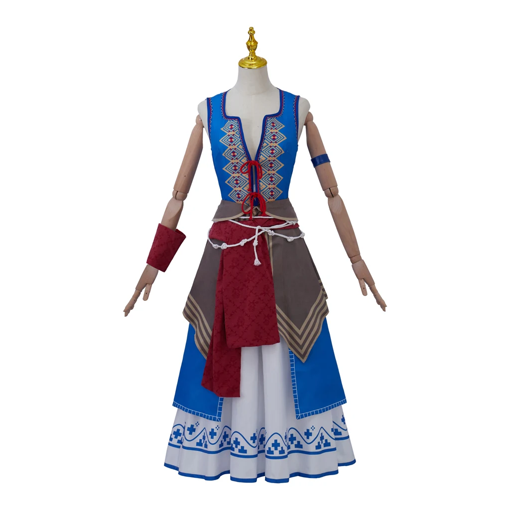 Movie Keira Metz Cosplay Costume for Women Retro Blue Dress Women Ethnic Costume Travel Costume Halloween Costume