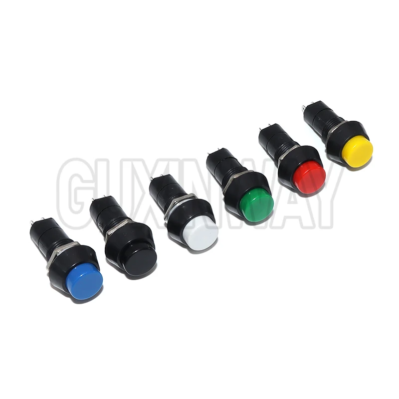 1pcs PBS-11A PBS-11B 2PIN 6Color 12mm self-locking Self-Recovery Plastic Push Button Switch momentary 3A 250V AC