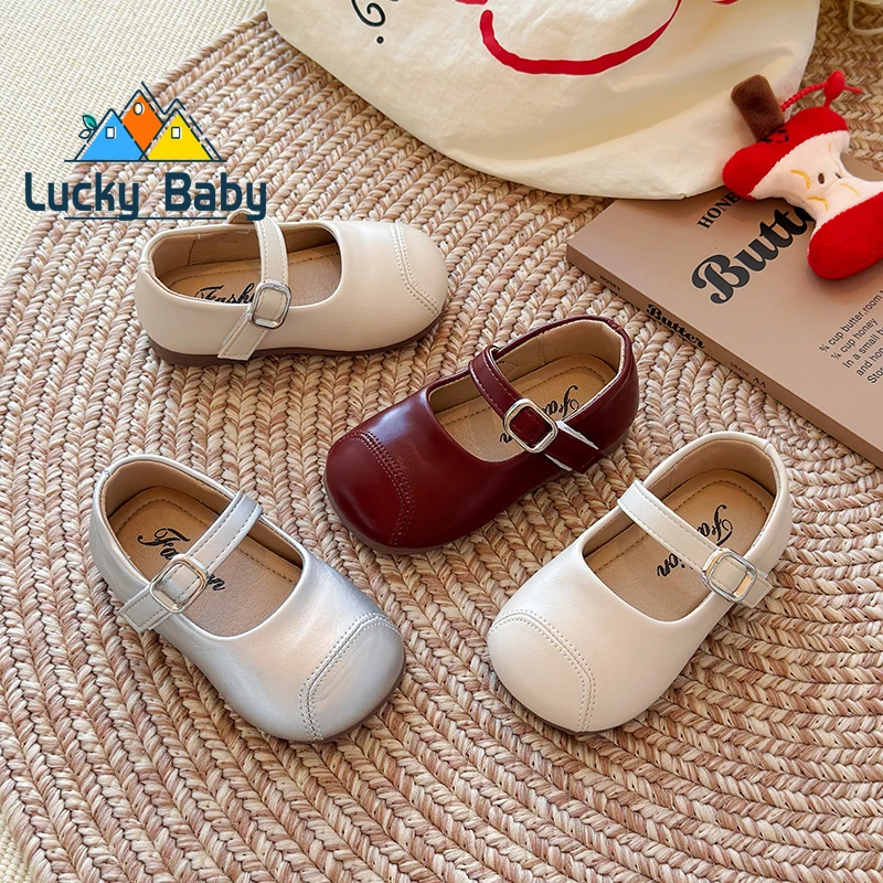 

Children's Small PU Leather Shoes Spring Autumn Girls Soft-soled Loafer Shallow Mouth Princess Loafer Size 21-30