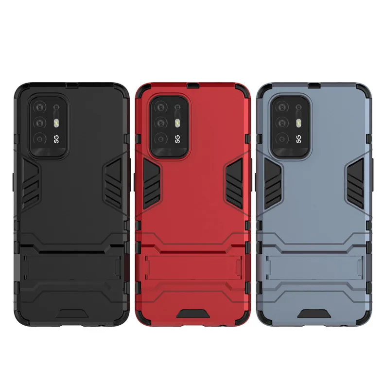 Coque arrière en Silicone avec support hybride pour Oppo, compatible modèles A94, A93, A53, A12, A32, A74, A73, 5g, 4g, F19, F17, Ax5, Ax7 Pro