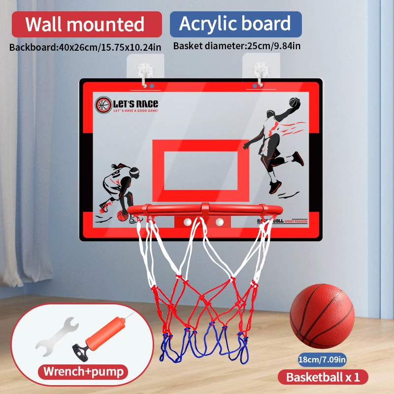 إطار كرة السلة لإطلاق النار في الأماكن المغلقة ، بدون تثقيب ، سلة حائط ، رمي دائرة زرقاء ، إبزيم عنبر ، رف كرة سلة للأولاد
