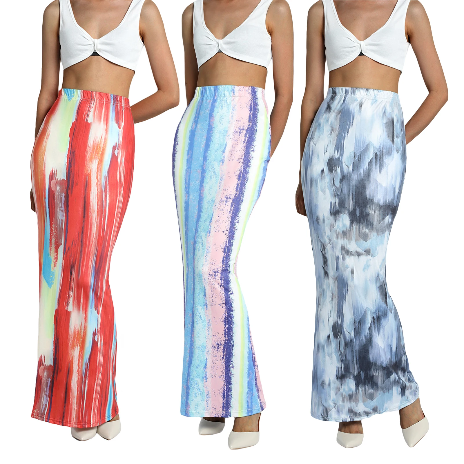 

2025 Summer Long Flower Skirt Faldas Largas Sexy Knit Pencil Skirts Womens Jupe Longue Bohemian Saia Longa Long Skirt