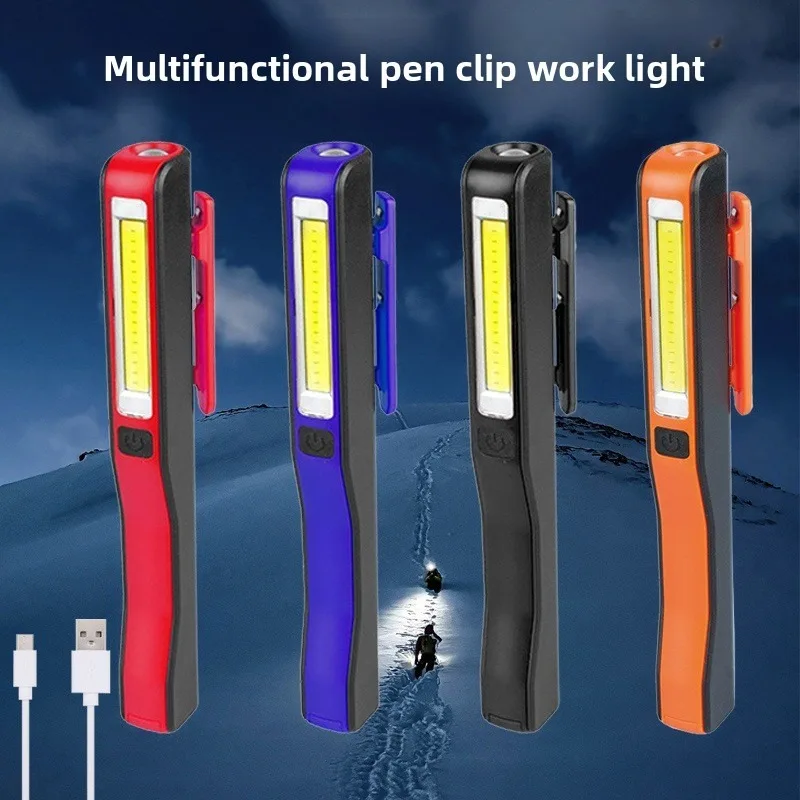 Multi-functional Mini COB Flashlight: Super bright, rechargeable, long battery life, with magnet and pen clip, work light