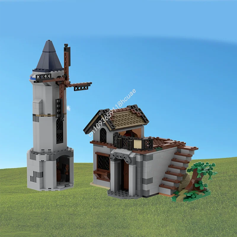 651 pièces MOC moulin à vent médiéval château modèle blocs de construction jouets Architecture brique assembler anniversaire cadeaux de noël