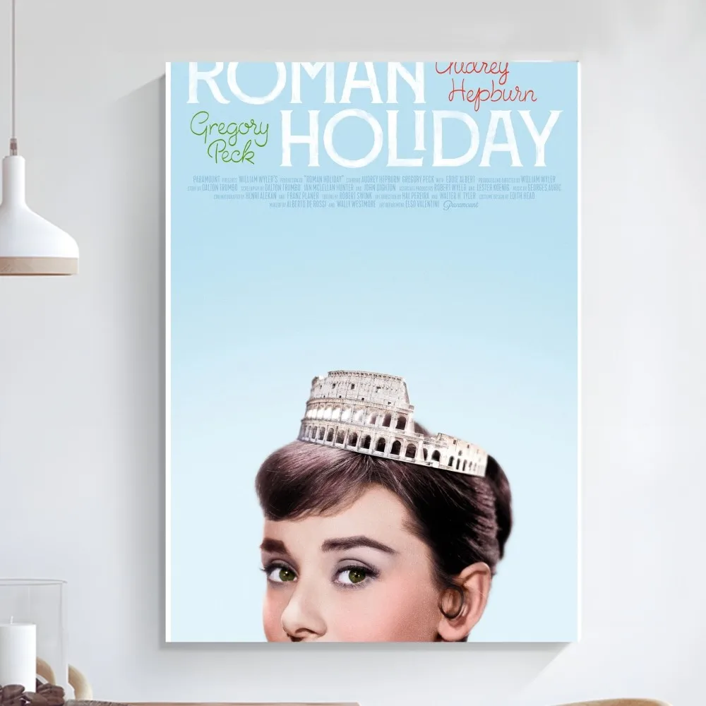 Audrey Hepburn rzymski sztuka plakatu wakacyjny samoprzylepny mały plakat wysokiej jakości plakat na ścianę artystyczny obraz dekoracja ścienna do