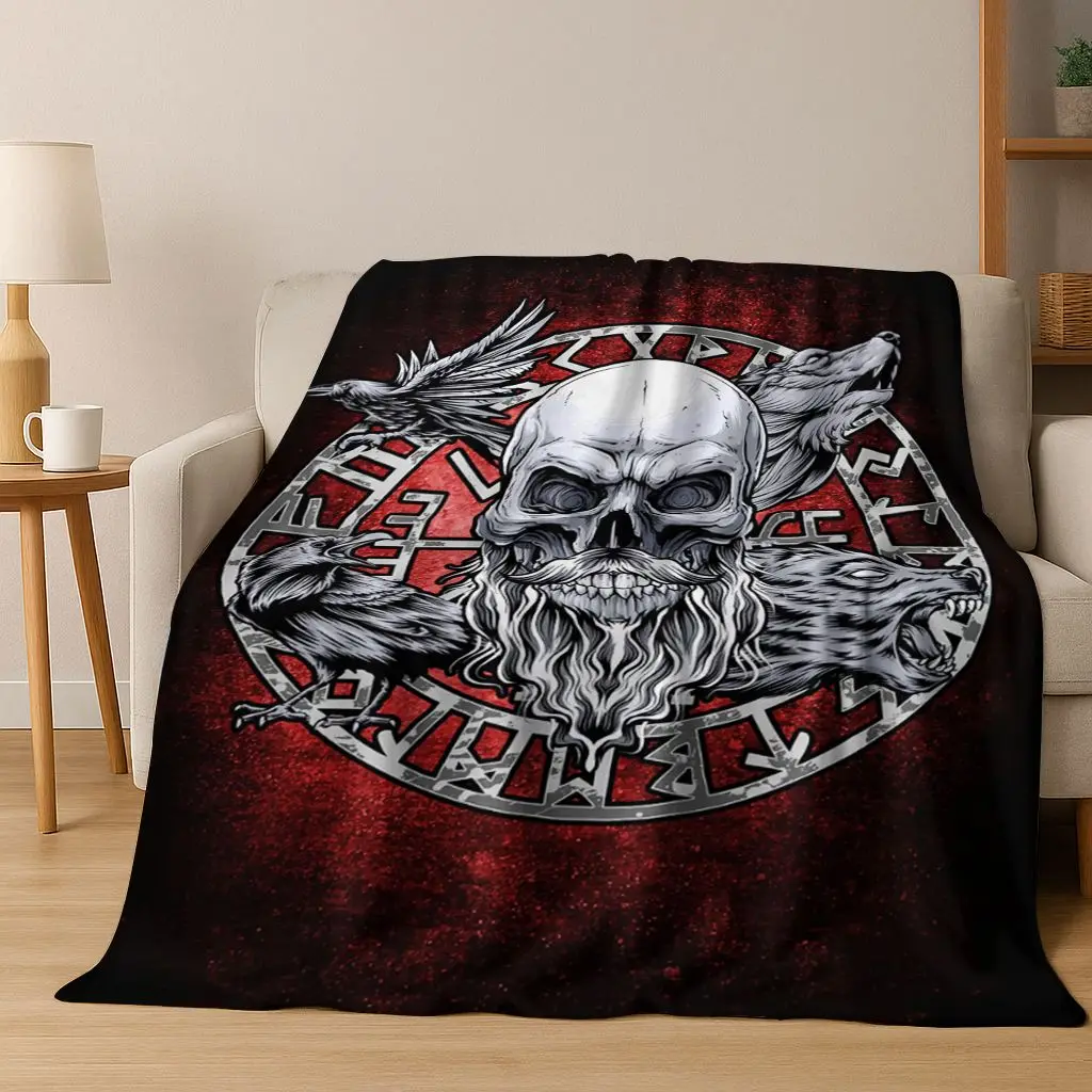

Nordic Viking Warrior Symbol Valhalla Valknut Rune Flannel Blanket,Cozy Soft Throw Blanket for Home Bedroom Bed Sofa Cover Gift