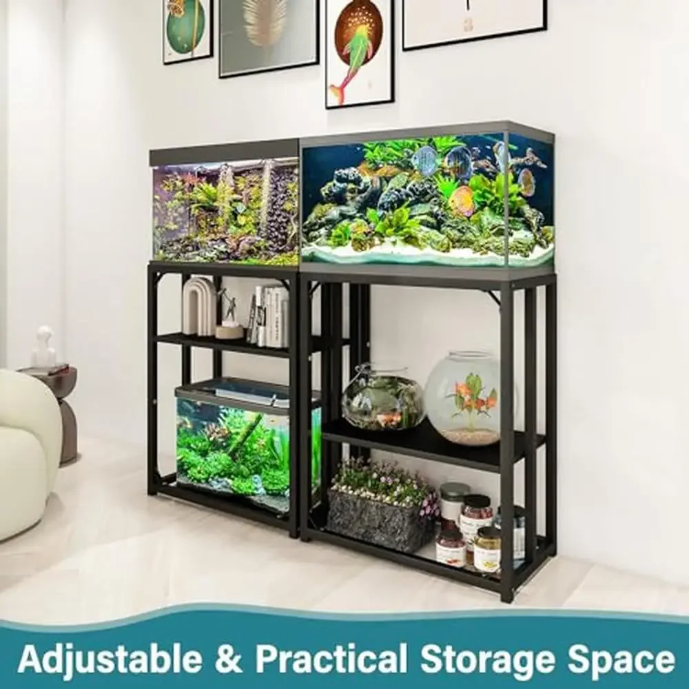 ปรับโลหะถังปลาขาตั้งสัตว์เลื้อยคลาน Terrarium ผู้ถือ Aquarium Rack Organizer ชั้นวาง