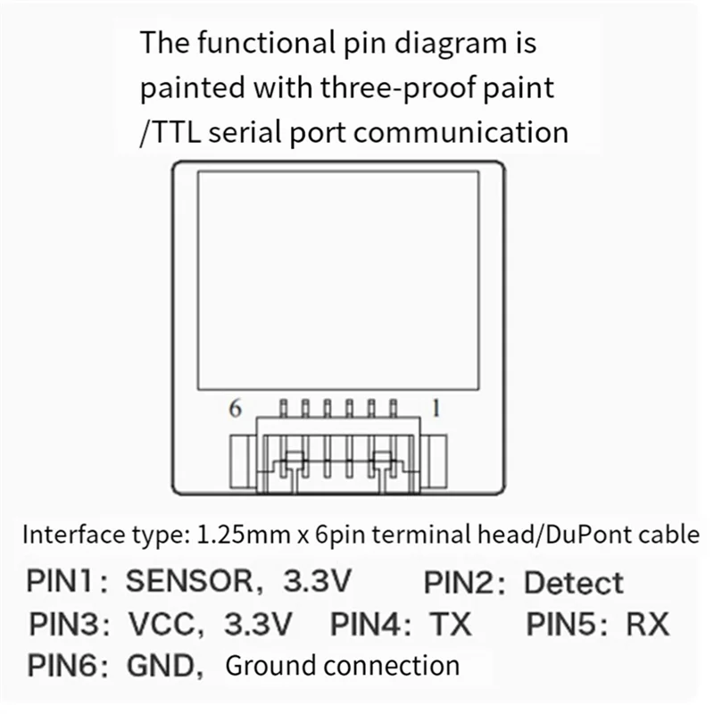 Módulo de identificação de impressão digital ZW0608 Módulo de interruptor de sensor de aquisição de impressão digital capacitiva semicondutor quadrado