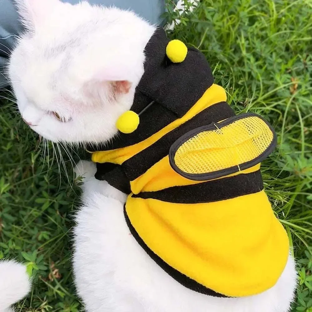 Pet Cute Bees Dog Clothes Cat Cosplay Sweater Clothes Soft Comfotable Puppy Hoodies Funny Costume for Teddy Poodle Warm Clothes