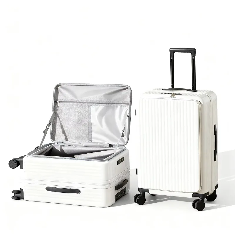 

OEM Front Opening Travel Luggage Durable Carry-On Trolley with Spinner Wheels ABS PC Material Suitcase Business Style