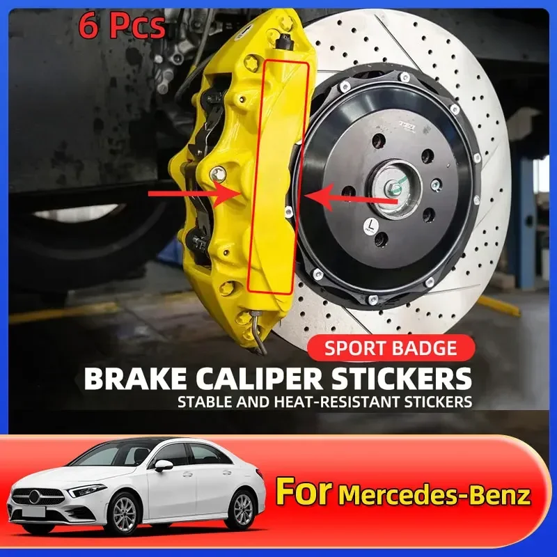 

6pcs Brake Caliper Sticker Heat Resistant Decal Car Decoration For Mercedes Benz W204 W124 W201 W202 W212 W220 W205 GLA CLA GLC
