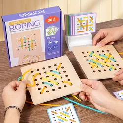 Wooden Lacing Puzzle Threading Montessori Toys Wooden Rope Board Motor Skills Training Games Road Trip Early Toys For Toddler