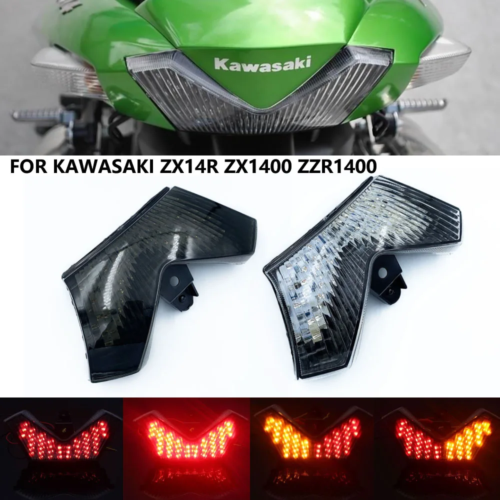 

Задний тормозной сигнал, встроенный светодиодный фонарь, дым 2006-2015 Kawasaki Ninja ZX14 ZX14R, фотосессия ZX1400 ZZR1400, мотоциклетный фонарь