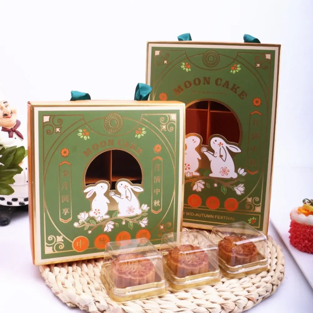 1 Pcs Bronzing Process Mooncake Packaging Boxes Multipurpose Handmade White Card Dessert Gift Box DIY Guest Party