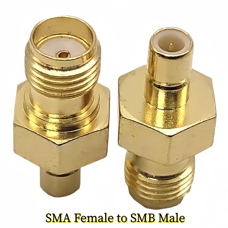 SMA to SMB Connector Antenna Adapter SMB to SMA Male Plug & Female Jack Straight RF Coaxial Connector Brass view 4