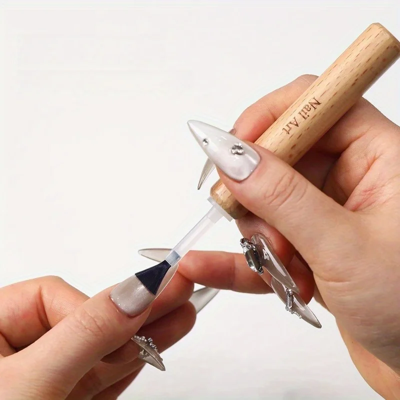 Set de pinceles profesionales para arte de uñas con mango de madera desmontable, pinceles multiusos para esmalte, herramientas y accesorios 2