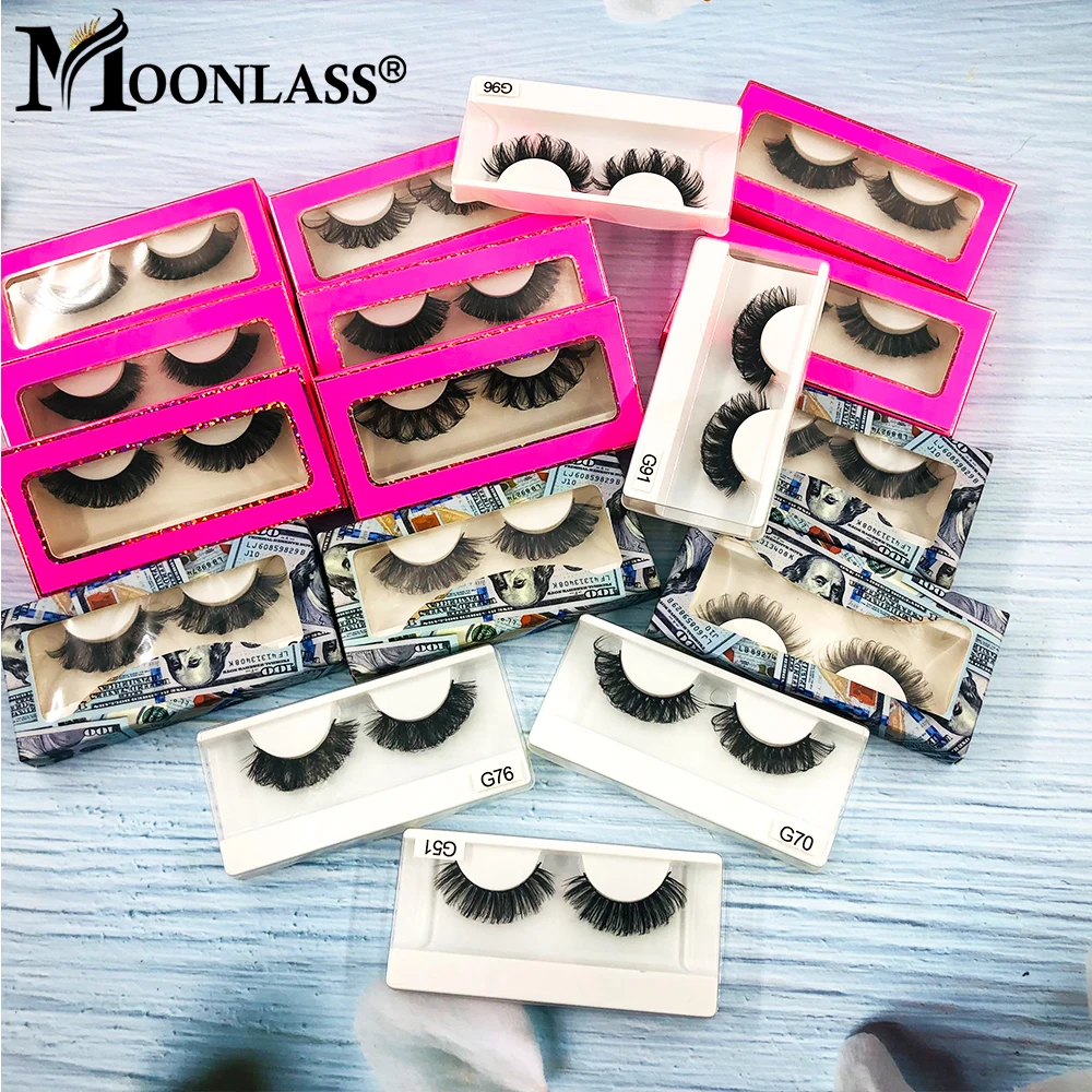 2023 5D C D Curl Russian Strip Fluffy Mink Lashes With Boxes 3D 18-22MM Natural Manga Fake Eyelashes Extension Supplies Makeup