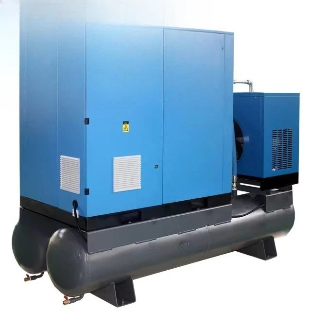 Industrial 22kw 30hp VSD AC Powered Stationary Air Compressor Laser-Machine Equipped Tank Mounted Screw Dryer Air Cooled Feature