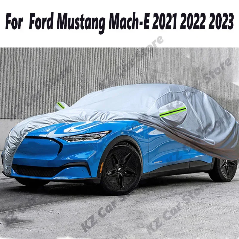 Black Car Cover For Ford Mustang Mach-E 2021 2022 2023 Waterproof SUV Anti-UV Sun Rain Snow Wind Protection Cover