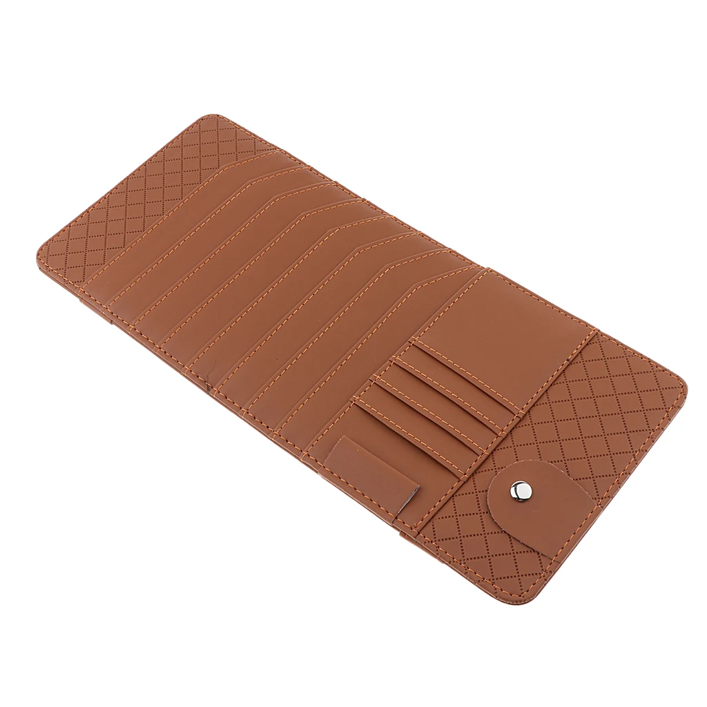 PU Leather Sun Visor Canvas Car CD Folder Pocket Interior Vehicle Accessories for Organized Driving