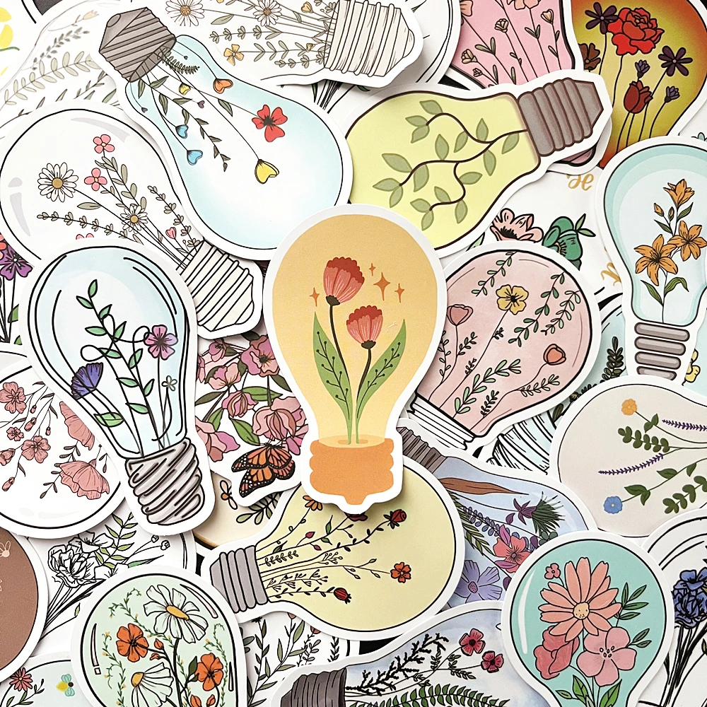 

10/50 шт., лампочка, художественные цветы, граффити, наклейки, эстетические наклейки, скейтборд, холодильник, гитара, сделай сам, милая наклейка, детский подарок, игрушка, наклейка