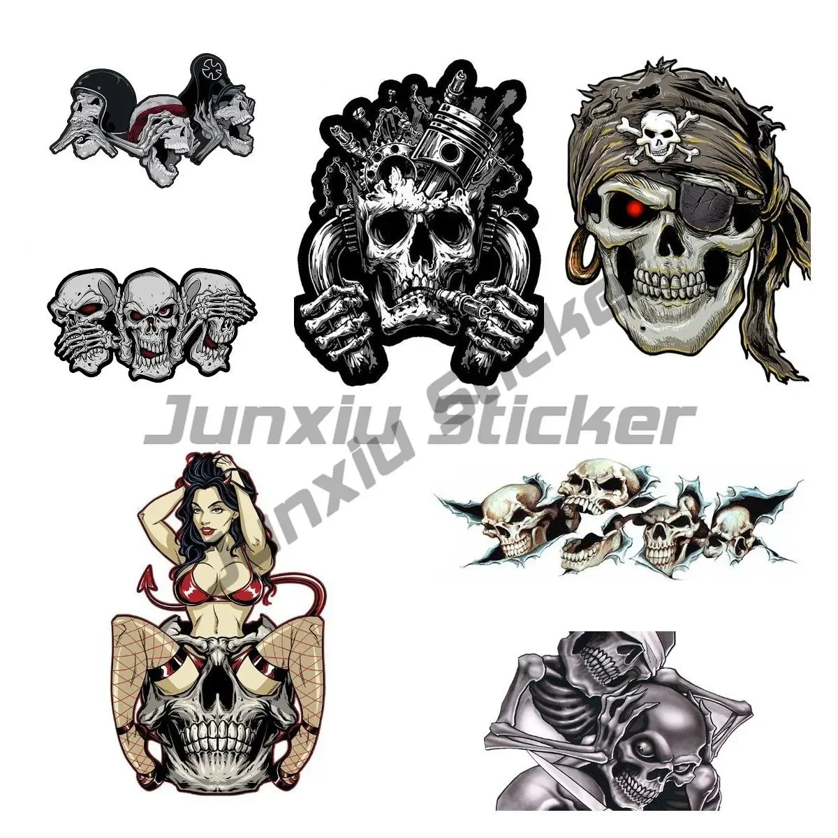 

Hear Speak and See No Evil Skulls Sticker Car Truck Window Bumper Vinyl Decal Funny Car Styling Cartoon Car Stickers