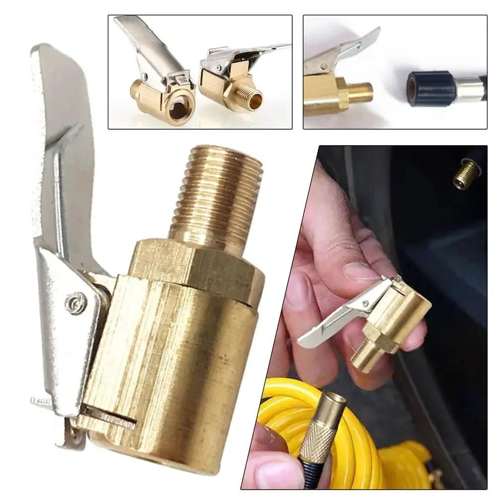 Car Tire Inflator Air Chuck 8mm Straight Closed Flow Lock on Valve Connector Adapter Accessories for Vehicle Tire Inflator Pump