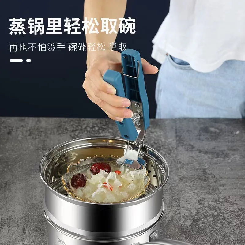 Non-slip Heat-Resistant Bowl and Dish Holder for Safe Handling of Hot Cookware Sand Pot Steamer Fish Plate Stainless Steel Grip