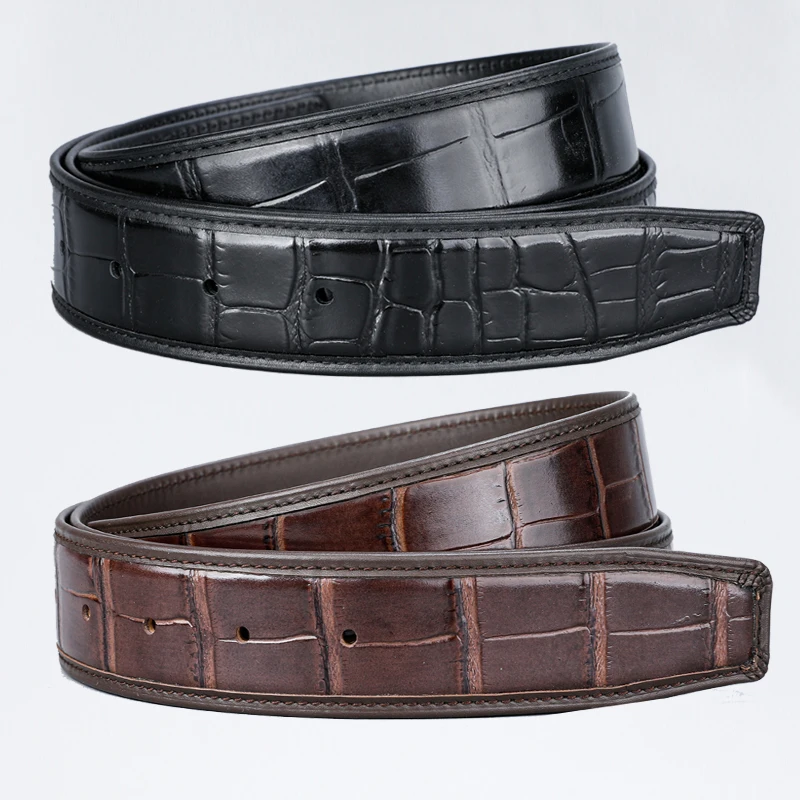 genuine-top-layer-cowhide-belt-men's-no-buckle-head-embossed-crocodile-patterned-leather-belt-business-style-waist-belt