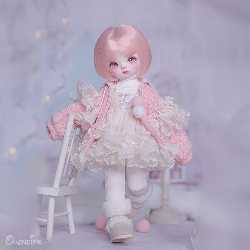 Sapphire BJD 1/6 Art Doll 25.3cm In Pink Sweater Jacket And Skirt For Winter YOSD Fantasy Resin Toys