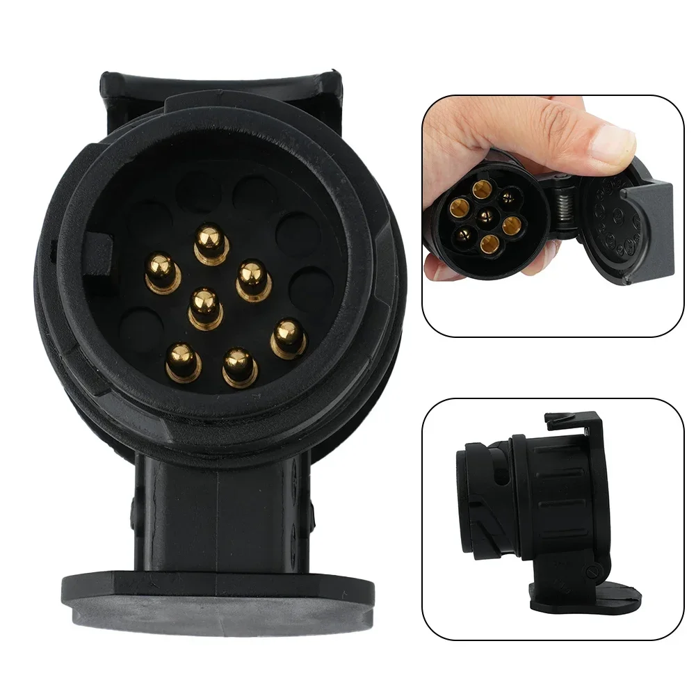 13pole To 7pin Hole European RV Tractor Power Plug Interface Modification Socket Adapter W/Weather Proof Sprung Locking Flap