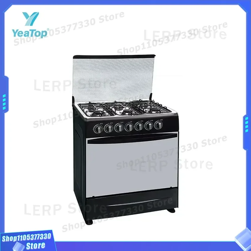 80x60cm Freestanding Gas Stove 6 Burner Cooktop with Oven Hot Plate Kitchen Appliance for Home Cooking Range Hob Unit 6