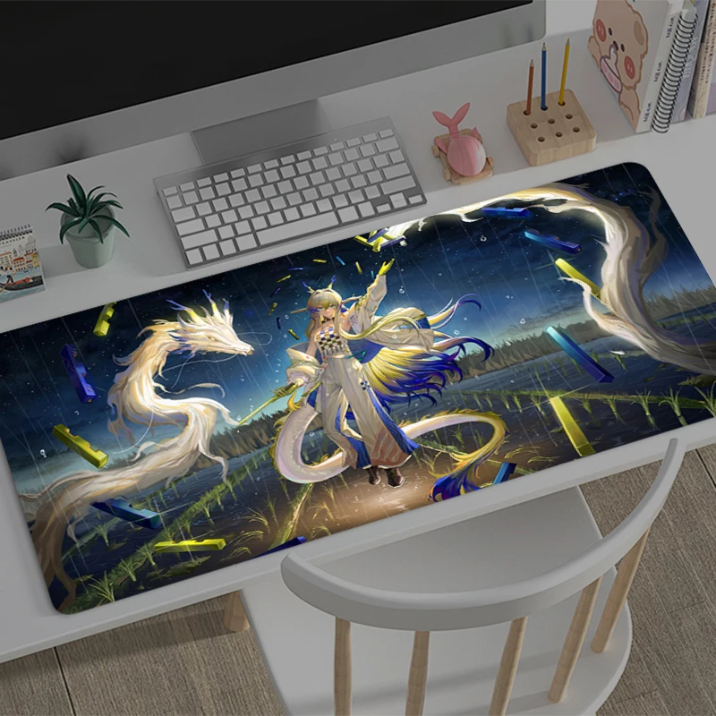 

Mousepad Large Arknights Shu Gaming Keyboard Gamer Non-Slip Mouse Pad on The Table Desk Mat coaster Anime PC carpet Mouse Mats