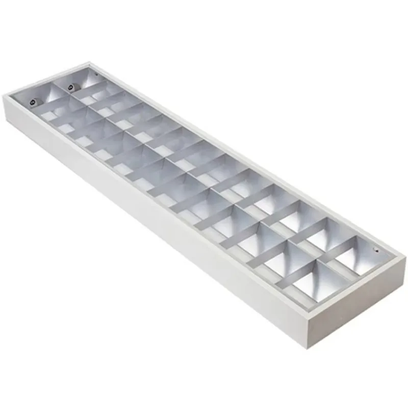 Shiny blinds 2x 18w T5 T8 aluminum reflector surface mount led grille light