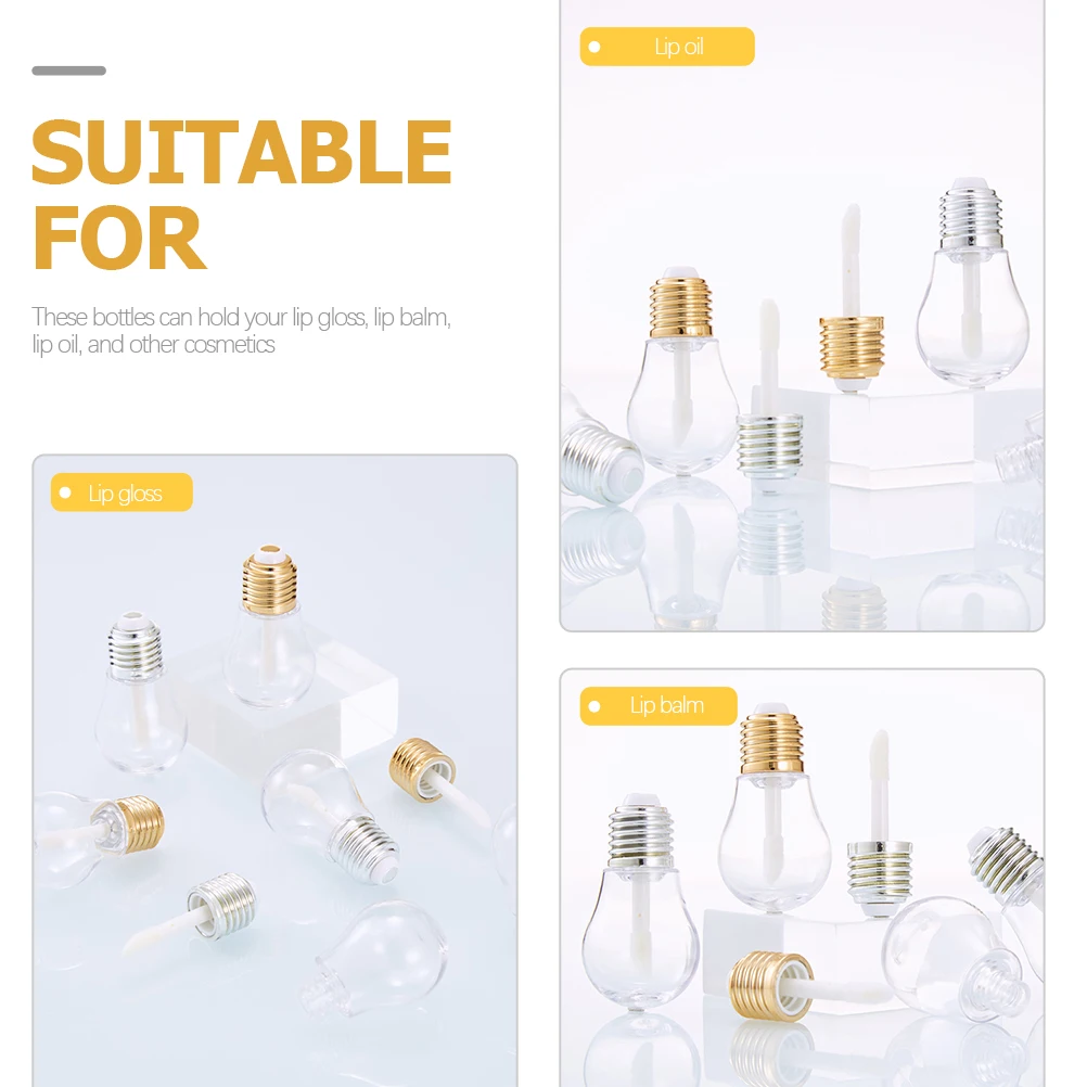 10 Uds. Tubos de brillo con forma de lámpara, contenedores transparentes rellenables para aceite de bálsamo labial, almacenamiento Diy, botellas de brillo de labios de viaje