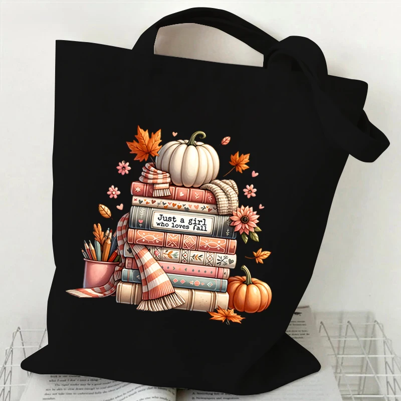 Funny Halloween Kids Tote Bags Cute Ghost Design Canvas Shopping Bag Halloween Skeleton Pumpkin Print Purses Handbags