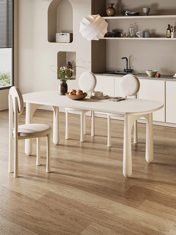 Guomin tavolo da pranzo in legno massello crema vento lastra di roccia per uso domestico piccolo appartamento