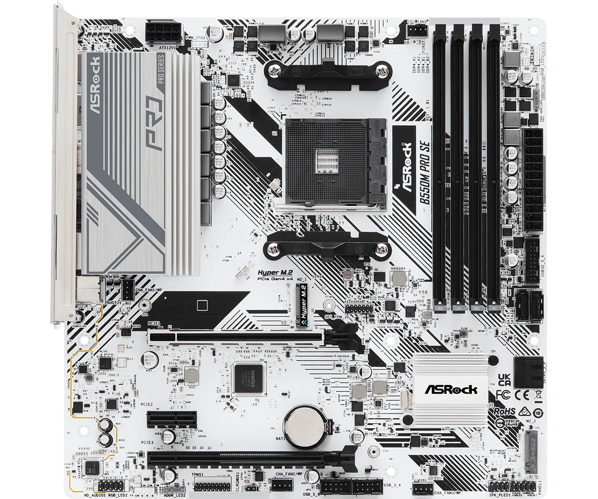 ASRock B550M PRO SE Gaming Desktop Motherboard AMD PRO565 Chipset-Socket AM4-Micro ATX -Ryzen 5, Ryzen 3 Processor Supported view 2