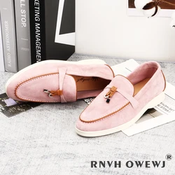 Suède Vrouwen Loafers Schoenen 2023 Lente Herfst Luxe Casual Vrouwen Schoenen Rubberen Zool Vrouwen Platte Loafers Comfortabele Schoenen