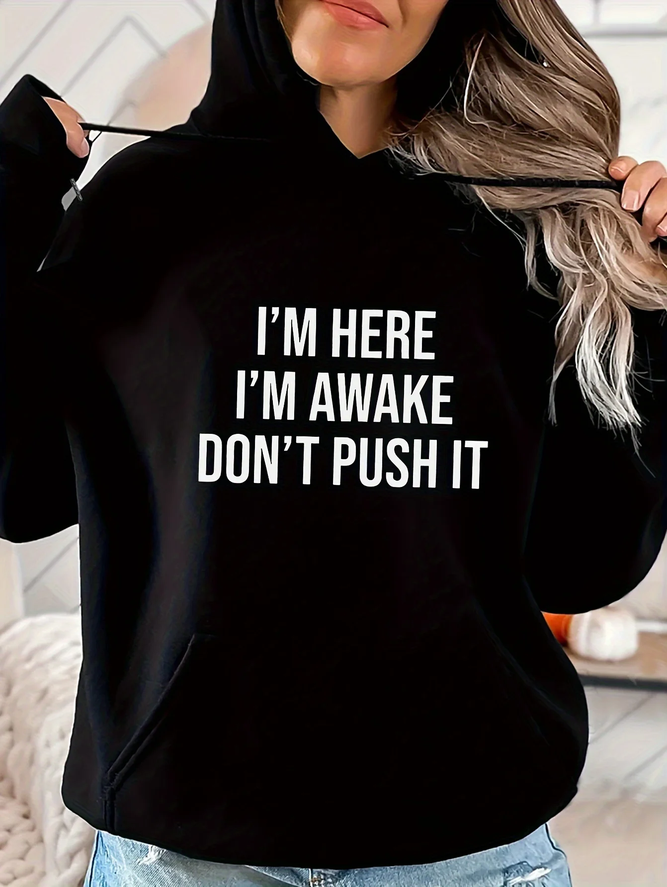 

Толстовка с капюшоном с буквенным принтом, повседневный пуловер с капюшоном на шнурке, осенне-весенняя коллекция