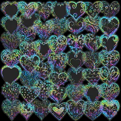 50 Transparent Laser Love Heart PET Stickers Laser Colorful Flowing Hemp Stickers Handbook Material Decoration Stickers