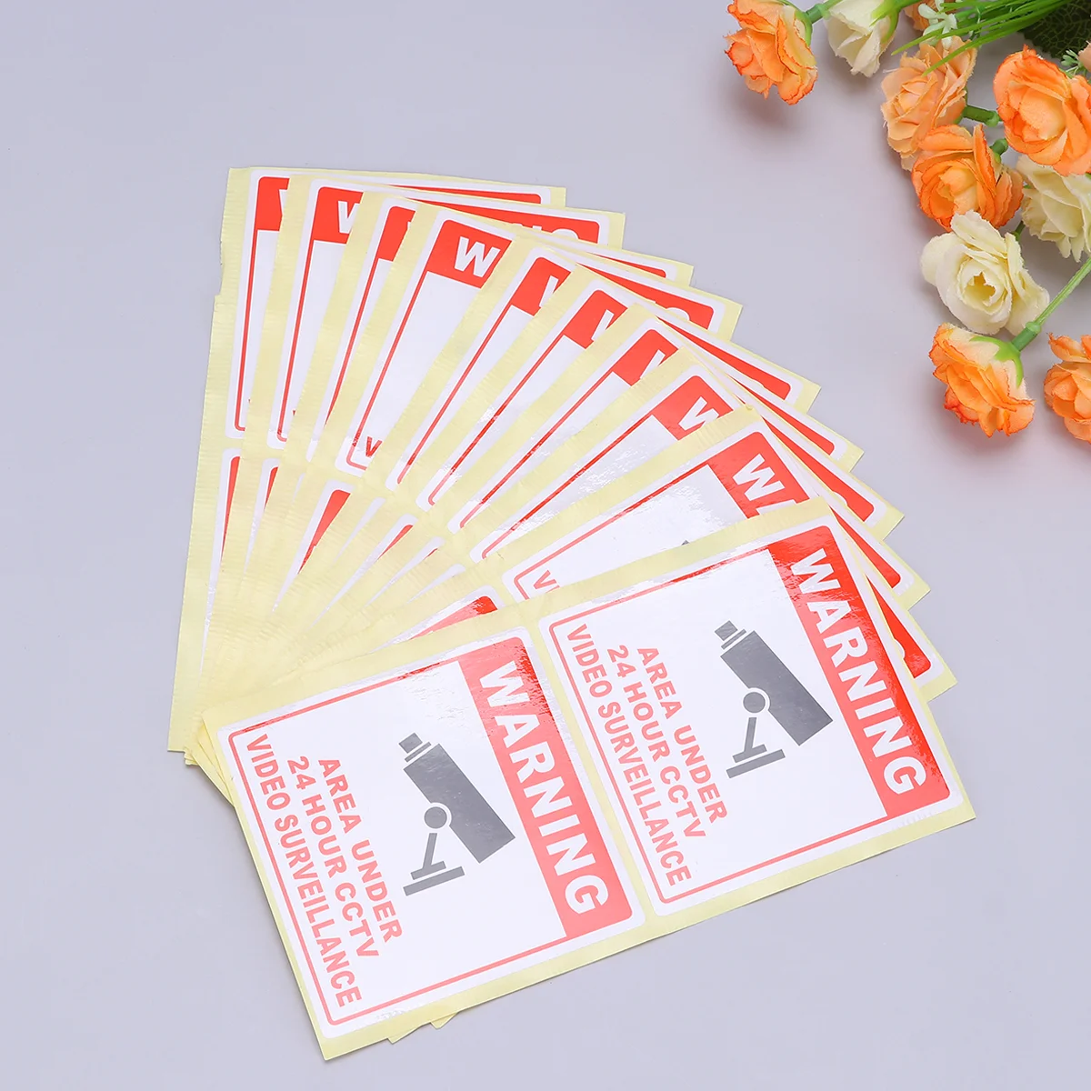 20 Pcs Warning Stickers for Cars 24 Hour Video Security Sign Television Office CCTV Signs Buildings