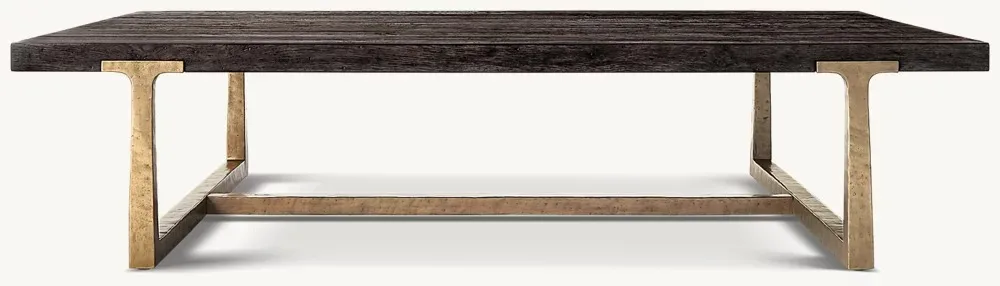！@Modern Living Room Furniture Brown Steel Timber Dining Table Wooden Tee Table Coffee Table