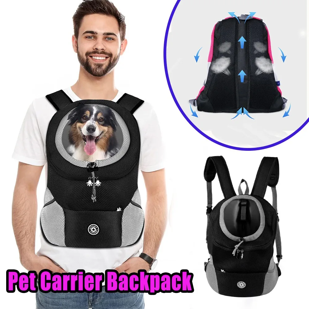 Verstellbare Haustier-Tragetasche, vorderer Rucksack, atmungsaktiv, sicher, für kleine Hunde, Katzen, Welpen, freihändiges Reiseträgerzubehör