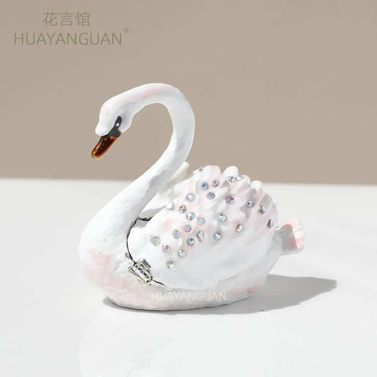 Gradient Swan Ornament Jewelry Box Rhinestone Jewelry Box Gift for Girlfriend Couple Wedding Ring