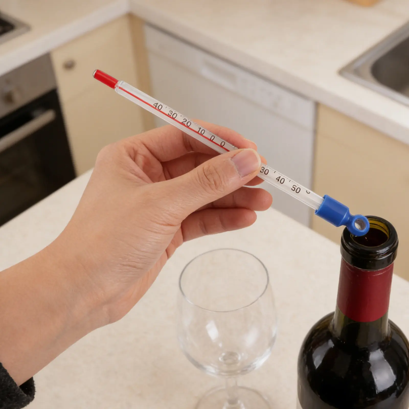 Cooking Thermometer for Liquids - Glass Wine Making Temperature Meter with Clear Readout - Ideal for Home Brew, Brewing, Room