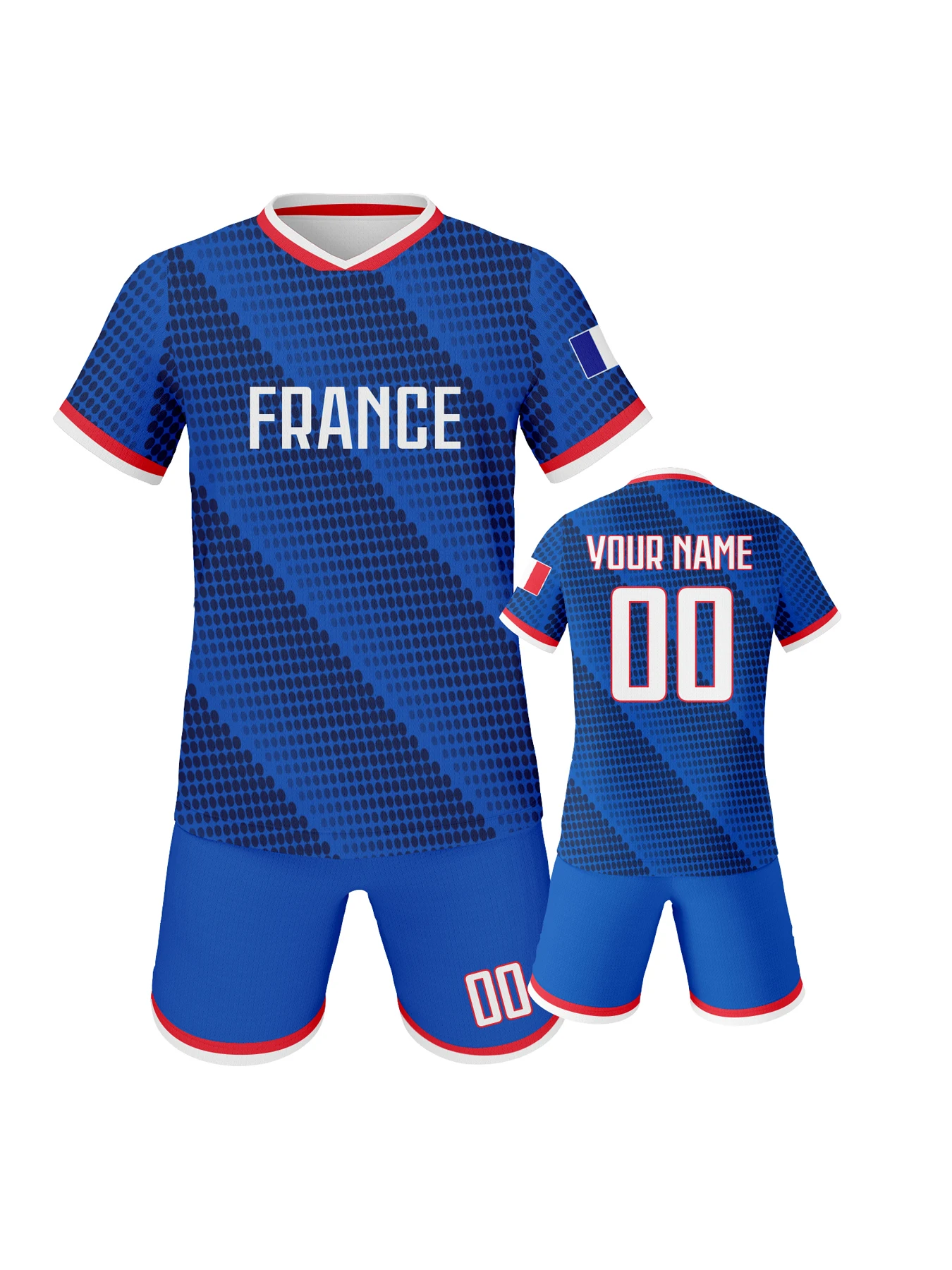 

Детский футбольный комплект на заказ с именем и номером, дышащая тренировочная форма национальной сборной Франции