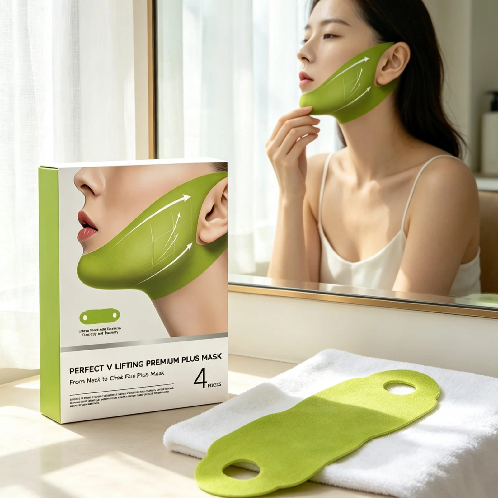 Cactus V-Shaped Firming Lifting Mask Lift Facial Contour Reduce Puffiness Anti-Sagging Skin Improve Jawline Face Shaping Bandage