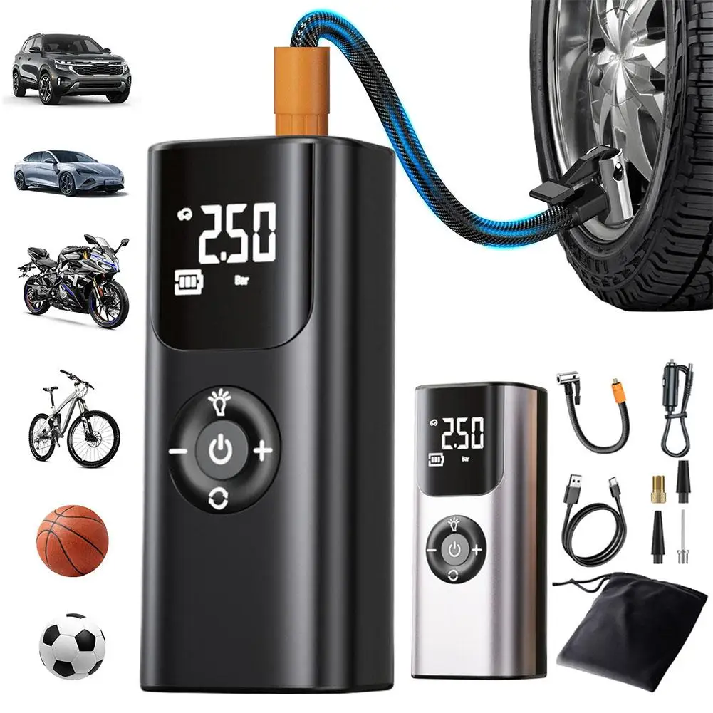 Vehicle-mounted Air Pump Wireless Portable Touch Screen Tire Pressure Display Digital Car Motorcycle Tire C0L4