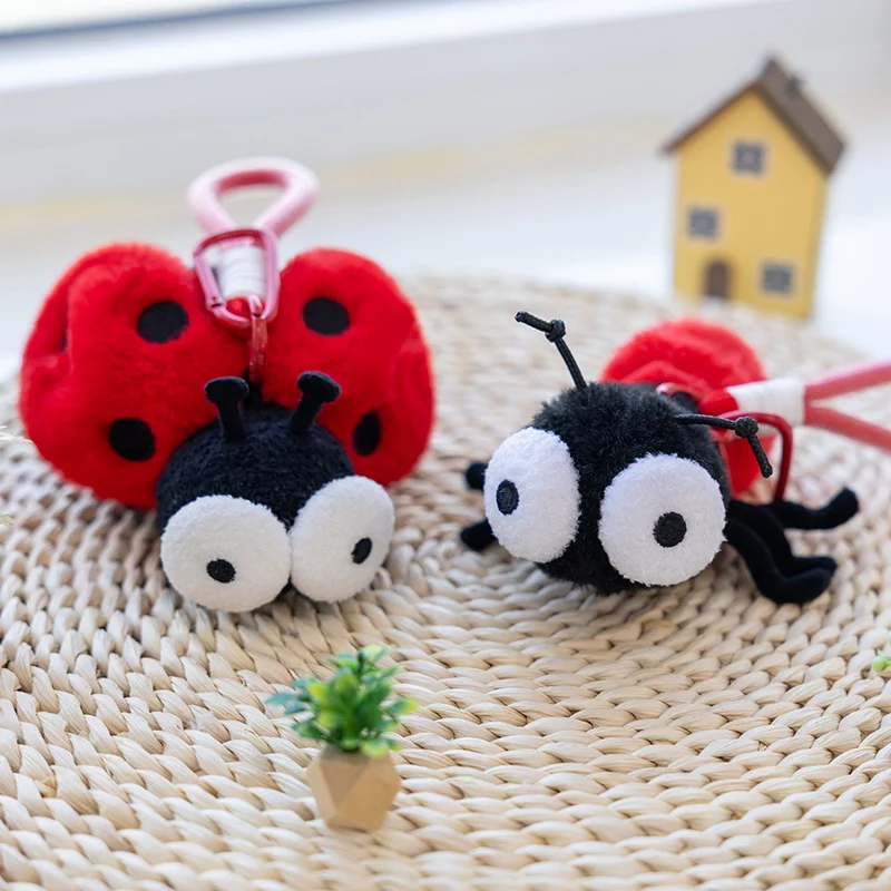 Insect Series Plush Toys Dung Beetle Ladybug Spider Ant Firefly Fly Mosquito Moth Mantis Firefly Stuffed Doll CreativeKeychain